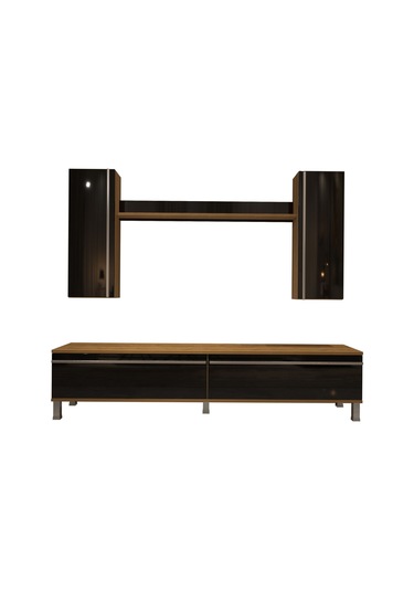 Decoraktiv Eko 7 Mdf Std Krom Ayaklı Tv Ünitesi Tv Sehpası Pera - Siyah