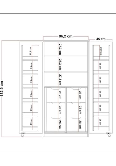 90 Derece Açılabilir 2 Kapaklı, 6 Çekmeceli, Kavanoz Raflı Kiler Ve Erzak Mutfak Dolabı Atlantik Çam