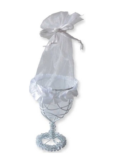 Tüllü Kadeh Çerez Ve Kına Kesesi Beyaz 12 Adet