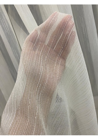 Venedik Armürlü Modern Şık Ekru Gold Simli Tül Perde 1/2,5 Orta Normal Pileli Ekru-gold