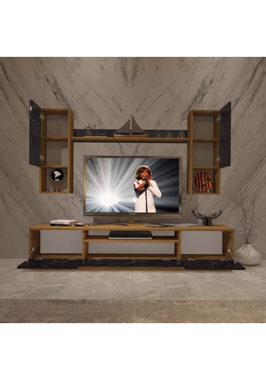 Decoraktiv Trio 5das Mdf Tv Ünitesi Tv Sehpası Pera - Siyah Mermer
