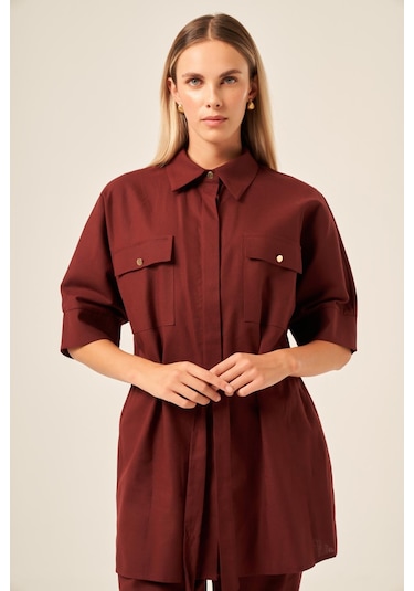 Ftz Women Kadın Keten Takım Bordo 31196 Bordo