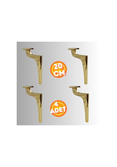20 Cm Metal Zirve Ayak Koltuk Ayağı Mobilya Ayağı Ünite Ayağı Konsol Ayağı Puf Berjer Ayağı 4 Adet Gold