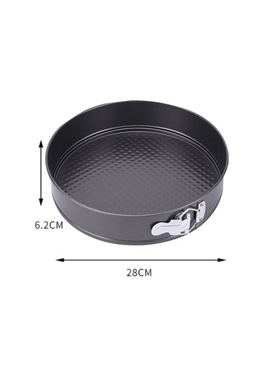 Vkemall 28 Cm Çaplı Dairesel Karbon Çelik Pasta Kalıbı - Çıkarılabilir Tabanlı, Anti-yapışkan Kaplama, Ev Fırınlama Ve Müsli Pasta Yapımı İçin Siyah Gri