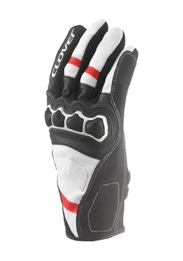 Clover Airtouch-2 Korumalı Motosiklet Eldiveni Beyaz - Kırmızı