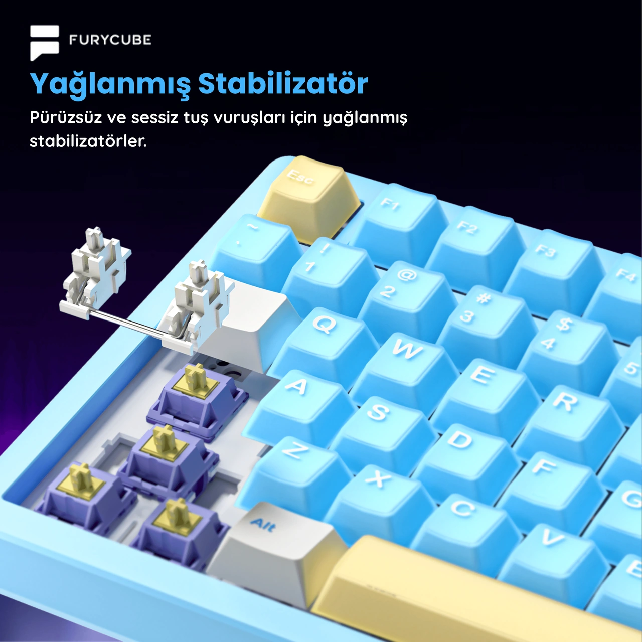 Furycube F75 Pro Alüminyum Mekanik Klavye - Rgb, Hotswap, Kablosuz, Mac/windows Uyumlu, Pembe