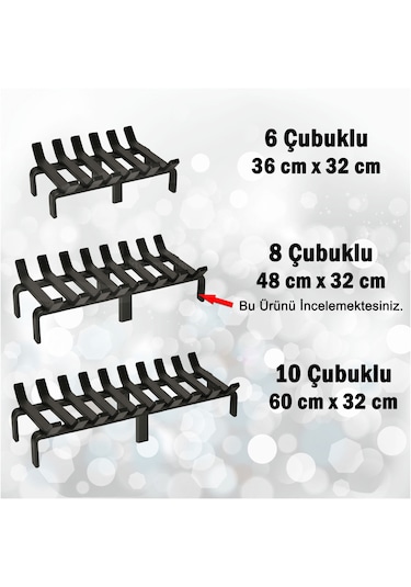 48 Cm X 32 Cm 8 Çubuklu Ekstra Şömine Izgarası Dar Gözlü Izgara