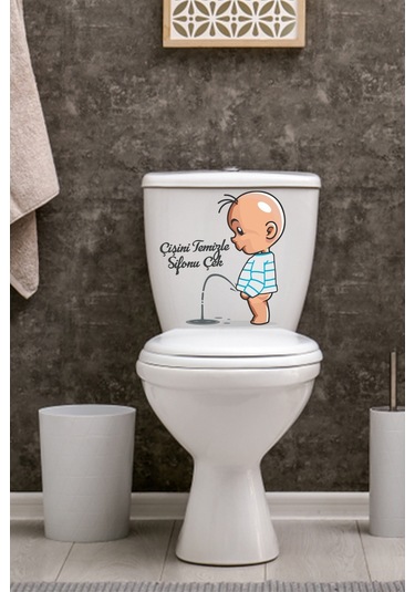 Çişini Temizle Sifonu Çek Temalı Klozet Sticker