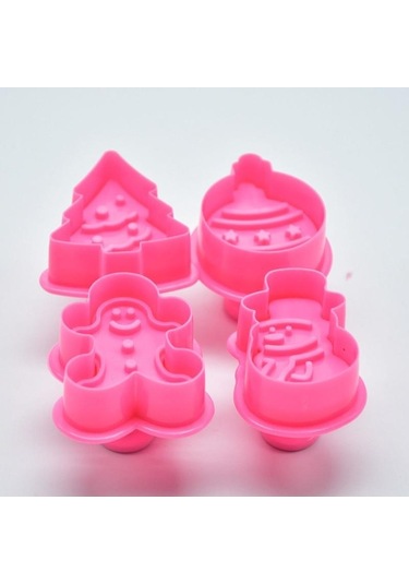 4 Adet Noel Çerezleri Fondan Kalıp Kek Çikolata Pişirme Kalıp Zanaat Dekor