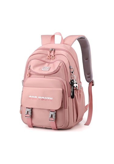 Xiyyadms Pembe Renkli Panda Aksesuarlı Su Geçirmez Kadın Sırt Çantası, 17 İnç Laptop Taşıma Kapasiteli Çok Renkli