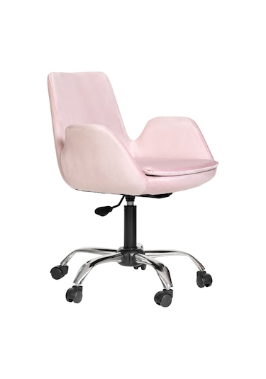 Markaelz Krom Metal Ayaklı Ofis Çalışma Sandalyesi Pescado Pembe