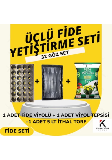 Fide Viyolü Viyol Tepsisi Ithal Torf Üçlü Set Fide Yetiştirme Seti Seçim Yapınız 32 Lik Göz