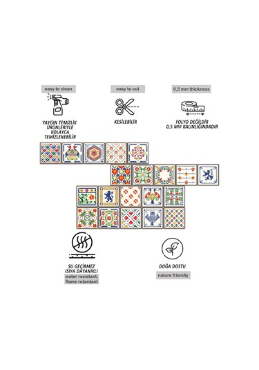 Tink Kendinden Yapışkanlı Oyun Desenli Pvc Karo Kaplama 15x15 Cm 10'lu Paket