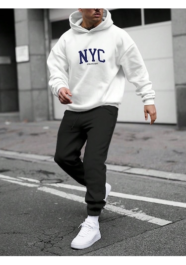 Erkek Fermuarlı Eşofman Takımı Beyaz