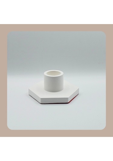 Lumen Dekoratif 2'li Mumluk & Şamdan Seti El Yapımı Obje Minimalist Tasarım Beyaz