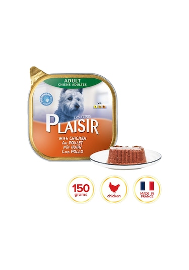 Plaisir Tavuk Etli Pate Konserve Yetişkin Köpek Maması 22 x 150 G
