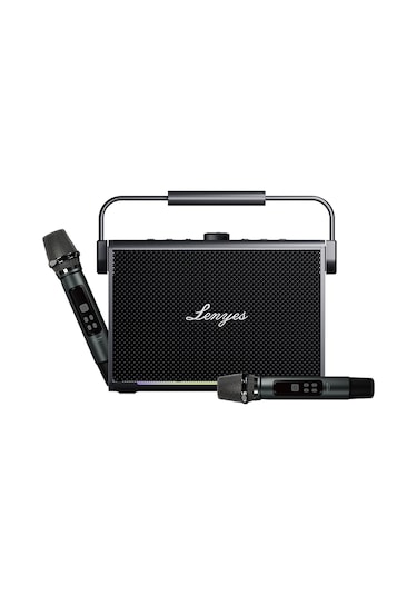 Lenyes Titan 2 Serisi Rgb Işıklı Çift Mikrofonlu Tws Bluetooth Speaker Hoparlör V5.3 5000mah Siyah