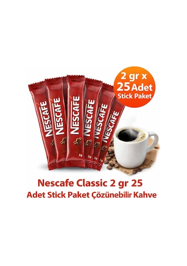 Kahve Classic 2 Gr 25 Adet Stick Paket Çözünebilir Kahve