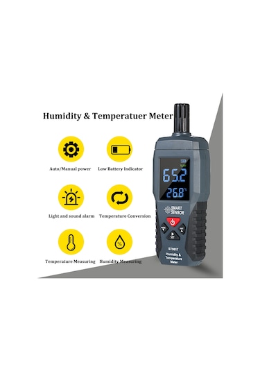 Springsun Akıllı Sensör Dijital Nem/sıcaklık Ölçer - Yüksek Hassasiyet Lcd