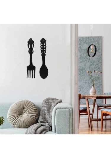 Hombey Kalıcı Siyah Demir Fork Ve Kaşık Seti, Rustik Ev Dekoru, Kolay Asma, Her Mekana Konfor Katıyor 2 Adet