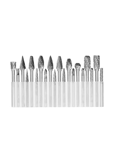 Hallow 1/8" Çift Kesim Karbür Döner Çapak Seti Şaft 20 Adet