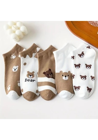 5 Çift Karikatür Ayıcık Desenli Çorap 001