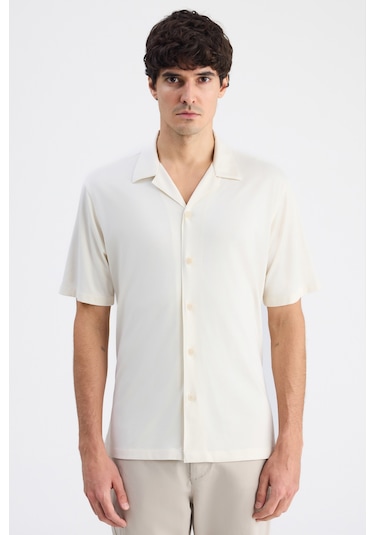 Twn Slim Fit Ekru Armürlü Gömlek 6ec02st09334m E01