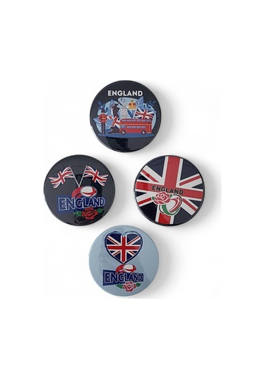 İngiltere Magnet Set 1 - 4'lü Buzdolabı Magnet England Karışık Renkli