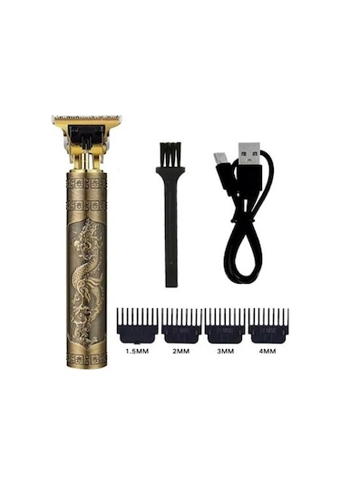 Vintage Görünümlü Güçlü 4 Farklı Başlıklı Usb Şarjlı Manuel Tıraş Makinası