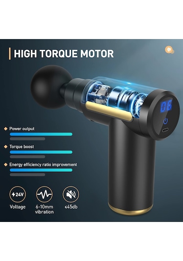 Auhma AMG6 Yüksek Tork Motor 6 Kademeli Derin Doku Masaj Tabancası - Siyah