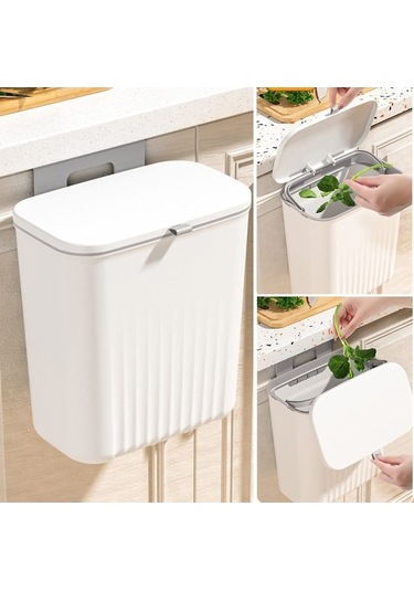 Tongxida 9l Mutfak Askılı Atık Kutusu Kapaklı Lavabo Altı Çöp Kutusu Kırmızı, Sürgülü Kapaklı Yeşil