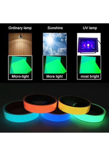 Sones Işıklı Bant Yeşil Karanlıkta Parlayan Duvar Stickerı Işıklı Fotolüminesan Bant Sahne Ev Dekorasyonu, Boyut: 2cm X 10m Yeşil Işık