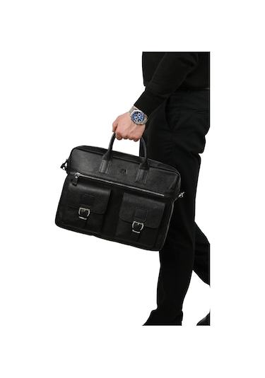 Mft Leather Hakiki Deri Laptop El Çantası Loreen 2230 Flother Siyah