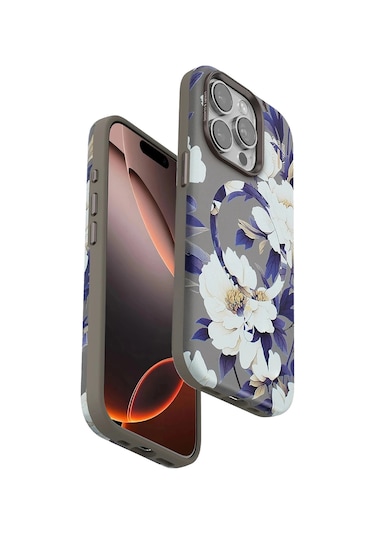 Durukar Apple, Uyumlu iPhone 15 Pro Max Flower Series Magsafe Kapak - Gri