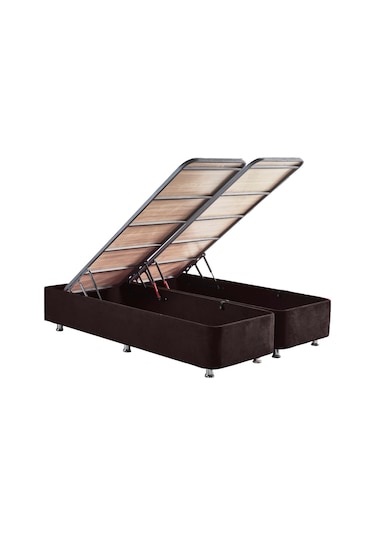 Nironyatak Niron Ela Baza -140X190 Cm Çift Kişilik Sandıklı Siyah Kumaş Baza