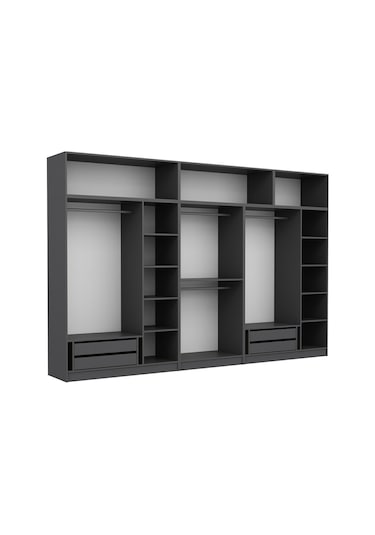 Minar Kale 8 Kapaklı 2 Aynalı 4 Ç Dolap Ve Yüklük Antrasit Dore 235cm