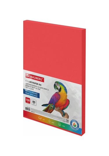 Brauberg Kırmızı A4 Ofis Renkli Yazıcı Kağıdı, 100 Yaprak 265298071