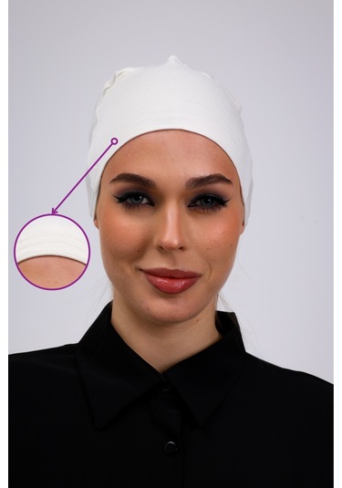 Kaymayan Ekru Bone Silikonlu Kaymaz Dikişsiz Kadın Tesettür Bağlamalı Kırık Beyaz Ekru