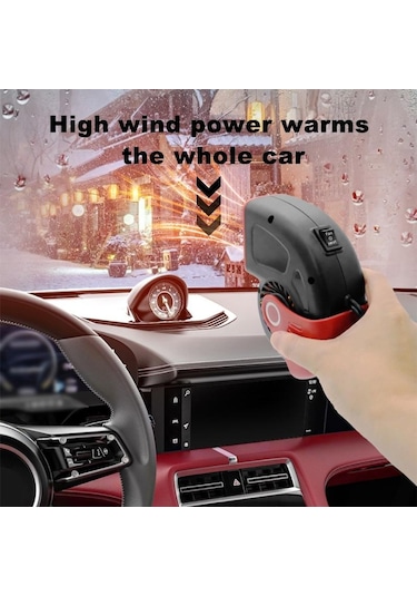 Seametal 12v 120w Oto Kaloriferi Taşınabilir Elektrikli Isıtma Fanı Otomatik Ön Cam Kurutma Makinesi Buğu Çözme Buğu Çözücü Buz Çözücü Siyah & Kırmızı