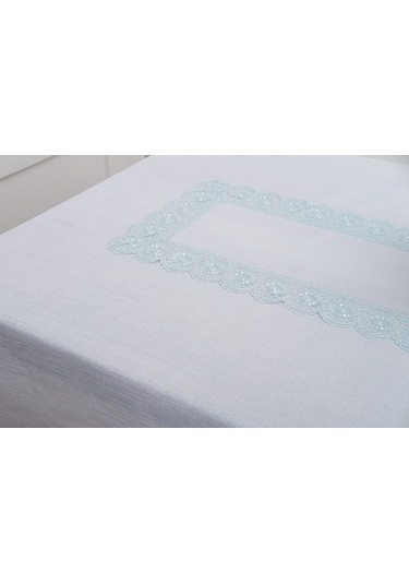 Finezza Jena Lüx Dantelli Simli Keten Kumaş Krem Masa Örtüsü 160x220 cm-1472
