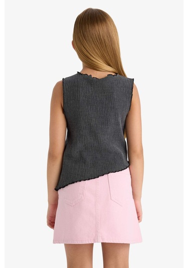 Defacto Kız Çocuk Bürümcük Kolsuz Bluz G0167a825hsar30 Antrasit