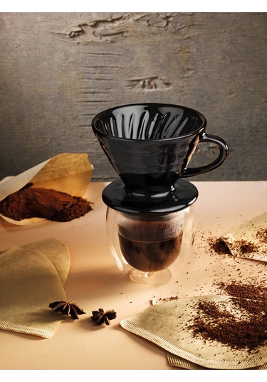 Seramik Siyah Dripper V60