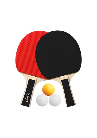 Ranyeek Aile İçin 2 Raket 3 Top Tenis Topu Seti - Siyah Sap Uzun Raket, Yüksek Esneklik Spons, Kaliteli Kauçuk, Eğlence Ve Egzersiz İçin