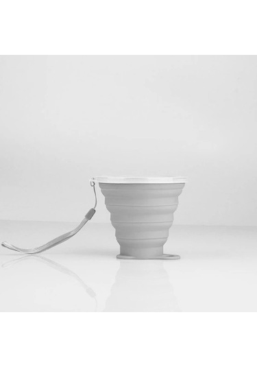 Elmpaly Katlabilir Silikon Seyahat Bardağı 270ml Gri Kamp Ve Doğa Yürüyüşü