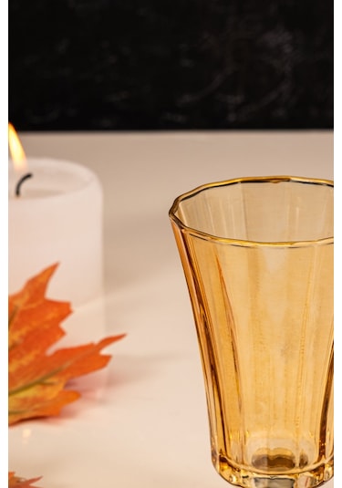 Mest Eylül 6 Adet Lüsterli Bal Renk Kahve Yanı Su Bardağı Seti 120 Cc Bal Renk