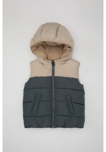 Defacto Erkek Bebek Su İtici Polar Astarlı Blok Renk Desenli Kapüşonlu Şişme Yelek A2848A524AUGR314 Gri Defacto Erkek Bebek Su İtici Polar Astarlı Blok Renk Desenli Kapüşonlu Şişme Yelek A2848A524AUGR314 Gri