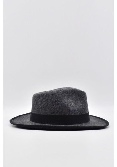 Vintage Erkek Fedora Fötr Şapka Panama İngiliz Trilby Kasket Gri - Gri