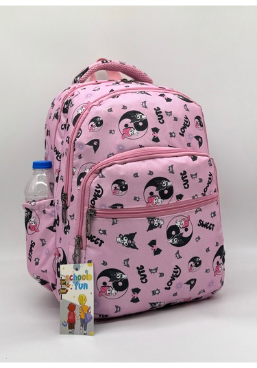 Megihero Sevimli Karakter Desenli Beslenmeli İlkokul Çanta Seti