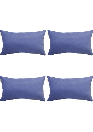 4'lü Kadife Dokulu Kırlent Kılıfı Açık Mavi-2583 Mavi