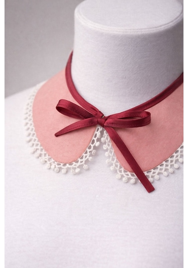Rakerplus Vintage Tarz Kurdeleli Pembe Kız Çocuk Yakalık